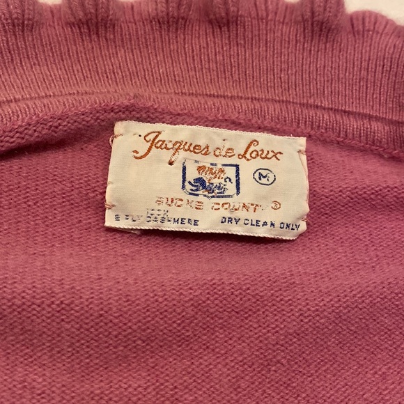 Beautiful vintage French cashmere ruffle pearl button sweater, XSP - Picture 8 of 12